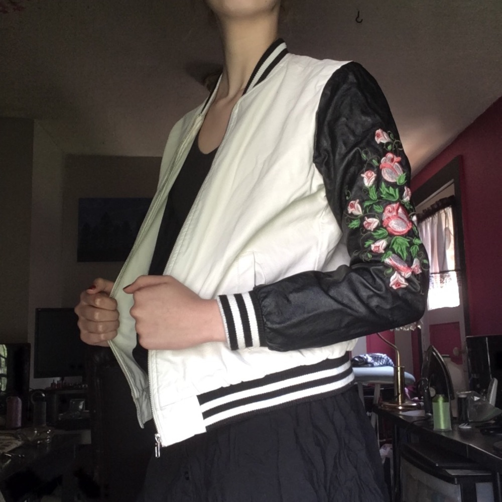 Cute floral varsity jacket